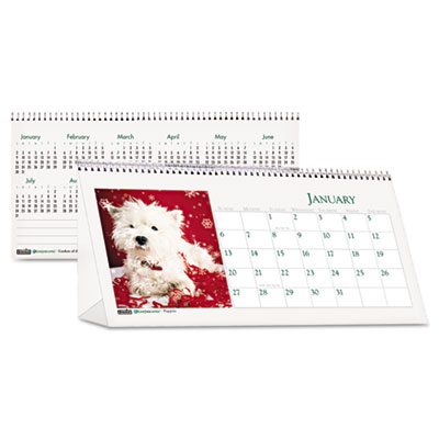 House of Doolittle&trade; Earthscapes&trade; 100% Recycled Puppy Desk Tent Monthly Calendar with Photos