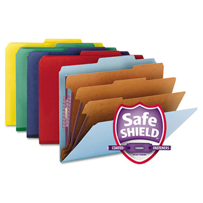 Smead® Eight-Section Colored Pressboard Top Tab Classification Folders with SafeSHIELD® Coated Fasteners Smead® Eight-Section Colored Pressboard Top Tab Classification Folders with SafeSHIELD® Coated Fasteners