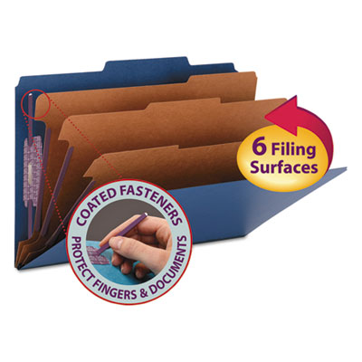 Smead&reg; Eight-Section Colored Pressboard Top Tab Classification Folders with SafeSHIELD&reg; Coated Fasteners