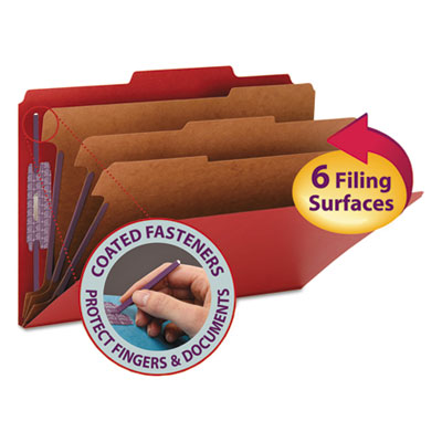 Smead&reg; Eight-Section Colored Pressboard Top Tab Classification Folders with SafeSHIELD&reg; Coated Fasteners