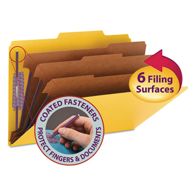 Smead&reg; Eight-Section Colored Pressboard Top Tab Classification Folders with SafeSHIELD&reg; Coated Fasteners
