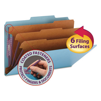 Smead&reg; Eight-Section Colored Pressboard Top Tab Classification Folders with SafeSHIELD&reg; Coated Fasteners