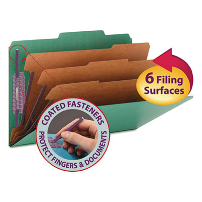 Smead&reg; Eight-Section Colored Pressboard Top Tab Classification Folders with SafeSHIELD&reg; Coated Fasteners