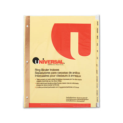 Universal One&trade; Preprinted Plastic Coated Tab Dividers with Black Printing