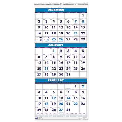 House of Doolittle&trade; 100% Recycled Three-Month Format Wall Calendar