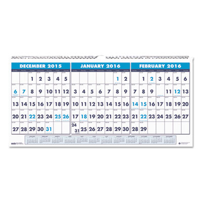 House of Doolittle&trade; 100% Recycled Three-Month Format Wall Calendar