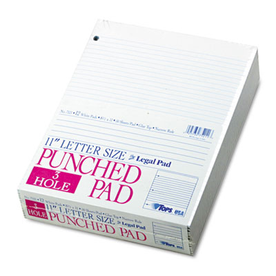 TOPS&trade; Glue Top Three-Hole Punched Pads
