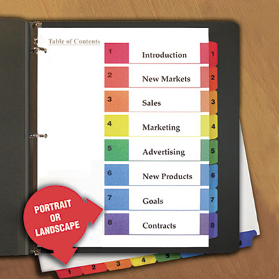 Universal One&trade; Table of Contents Dividers for Printers