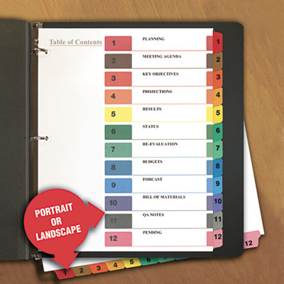 Universal One&trade; Table of Contents Dividers for Printers
