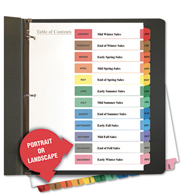 Universal One&trade; Table of Contents Dividers for Printers