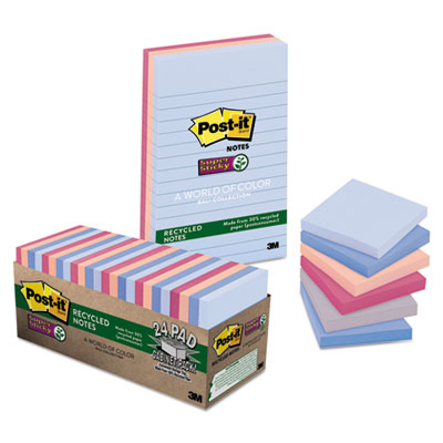 Post-it® Notes Super Sticky Recycled Notes in Bali Colors Post-it® Notes Super Sticky Recycled Notes in Bali Colors