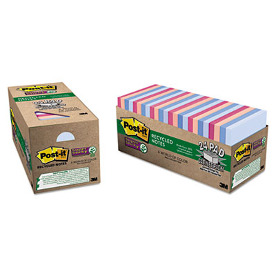 Post-it&reg; Notes Super Sticky Recycled Notes in Bali Colors
