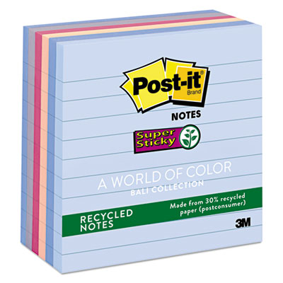 Post-it&reg; Notes Super Sticky Recycled Notes in Bali Colors