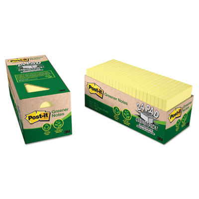 Post-it&reg; Greener Notes Original Recycled Pads in Cabinet Packs