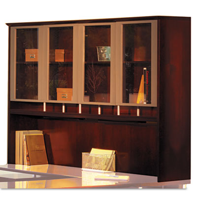 Mayline&reg; Napoli&reg; Veneer Series Hutch with Glass Doors