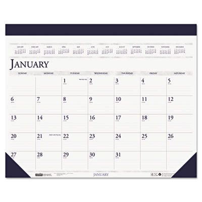 House of Doolittle&trade; 100% Recycled Two-Color Dated Monthly Desk Pad Calendar