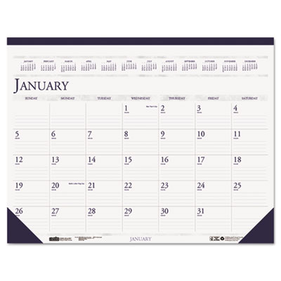 House of Doolittle&trade; 100% Recycled Two-Color Dated Monthly Desk Pad Calendar