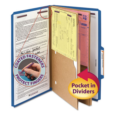 Smead&reg; Six-Section Pressboard Top Tab Pocket-Style Classification Folders with SafeSHIELD&reg; Coated Fasteners