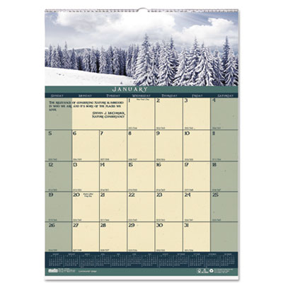 House of Doolittle&trade; Earthscapes&trade; 100% Recycled Landscapes&trade; Monthly Wall Calendar