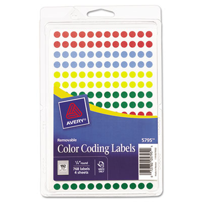 Avery&reg; Handwrite Only Removable Round Color-Coding Labels