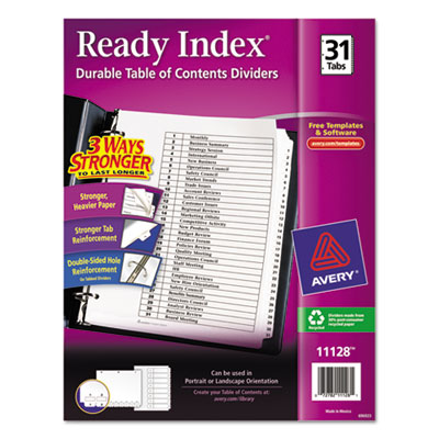 Avery&reg; Ready Index&reg; Customizable Table of Contents Black &amp; White Dividers