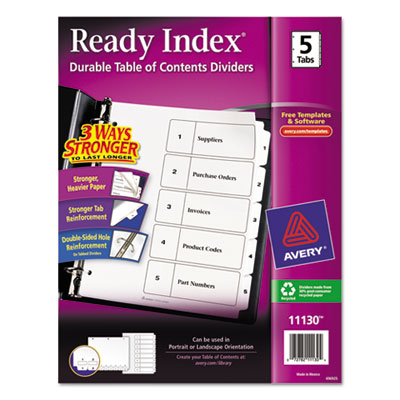 Avery&reg; Ready Index&reg; Customizable Table of Contents Black &amp; White Dividers
