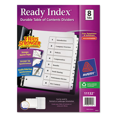 Avery&reg; Ready Index&reg; Customizable Table of Contents Black &amp; White Dividers