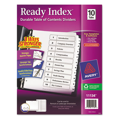 Avery&reg; Ready Index&reg; Customizable Table of Contents Black &amp; White Dividers