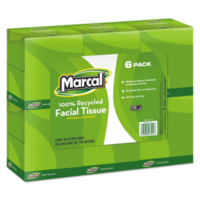 Marcal&reg; 100% Recycled Convenience Pack Facial Tissue