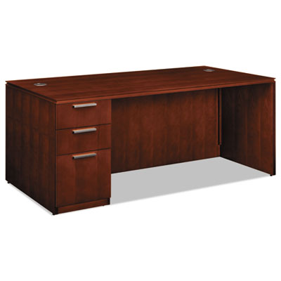 HON&reg; Arrive Series Wood Veneer Single Pedestal Desk