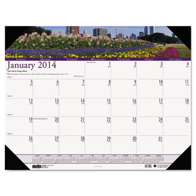 House of Doolittle&trade; Earthscapes&trade; 100% Recycled Gardens of the World Monthly Desk Pad Calendar