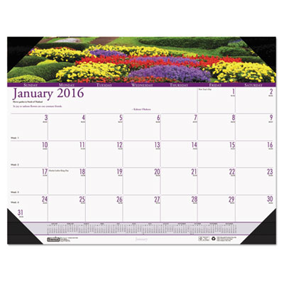 House of Doolittle&trade; Earthscapes&trade; 100% Recycled Gardens of the World Monthly Desk Pad Calendar
