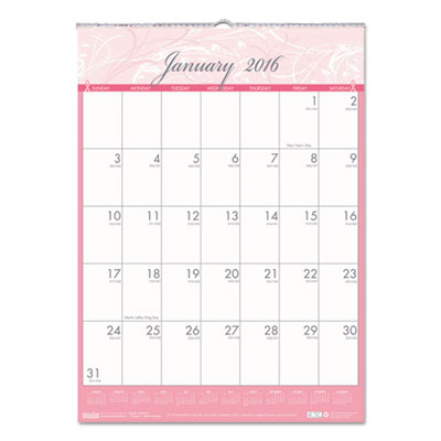 House of Doolittle&trade; Breast Cancer Awareness 100% Recycled Monthly Wall Calendar
