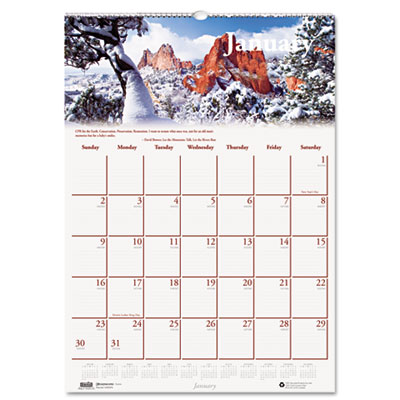 House of Doolittle&trade; Earthscapes&trade; 100% Recycled Scenic Beauty Monthly Wall Calendar