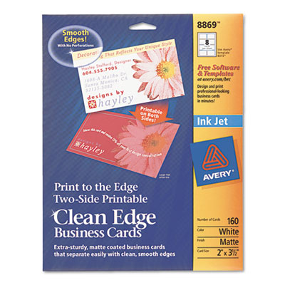 Avery® - Print-to-the-Edge 2-Sided Clean Edge Business Card, Inkjet ...