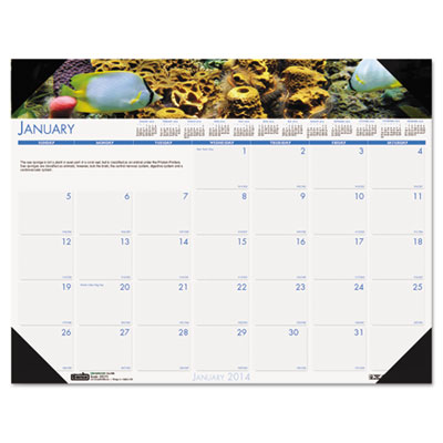 House of Doolittle&trade; Earthscapes&trade; 100% Recycled Sea Life Monthly Desk Pad Calendar