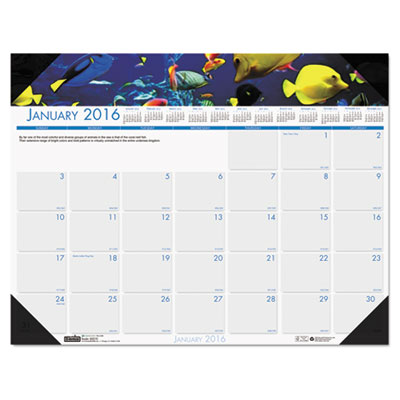 House of Doolittle&trade; Earthscapes&trade; 100% Recycled Sea Life Monthly Desk Pad Calendar