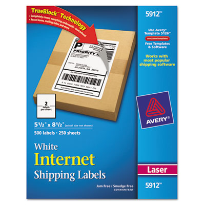 Avery&reg; Shipping Labels with Ultrahold&trade; Adhesive and TrueBlock&reg; Technology