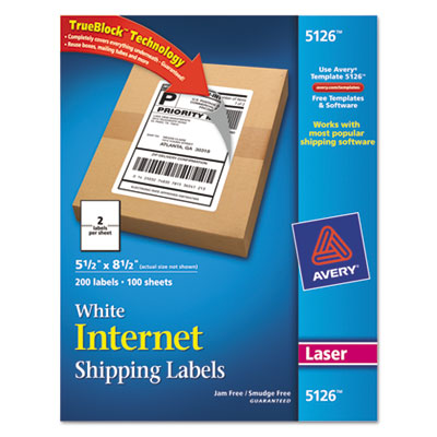 Avery&reg; Shipping Labels with Ultrahold&trade; Adhesive and TrueBlock&reg; Technology