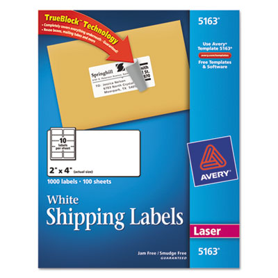 Avery&reg; Shipping Labels with Ultrahold&trade; Adhesive and TrueBlock&reg; Technology