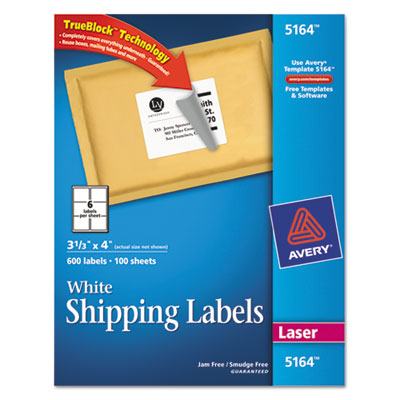 Avery&reg; Shipping Labels with Ultrahold&trade; Adhesive and TrueBlock&reg; Technology