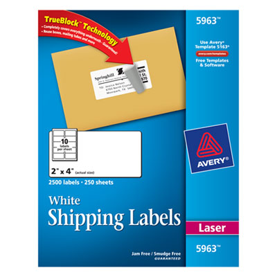 Avery&reg; Shipping Labels with Ultrahold&trade; Adhesive and TrueBlock&reg; Technology