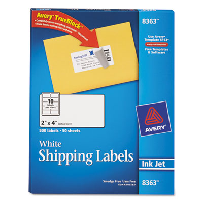 Avery&reg; Shipping Labels with Ultrahold&trade; Adhesive and TrueBlock&reg; Technology