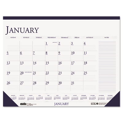 House of Doolittle&trade; 100% Recycled Two-Color Monthly Desk Pad Calendar with Large Notes Section