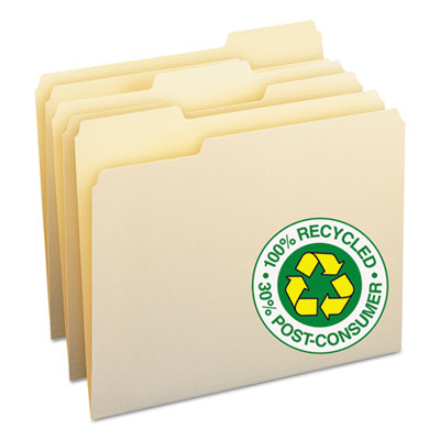 Smead&reg; 100% Recycled Manila Top Tab File Folders