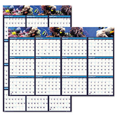 House of Doolittle&trade; Earthscapes&trade; 100% Recycled Sea-Life Scenes Reversible/Erasable Yearly Wall Calendar