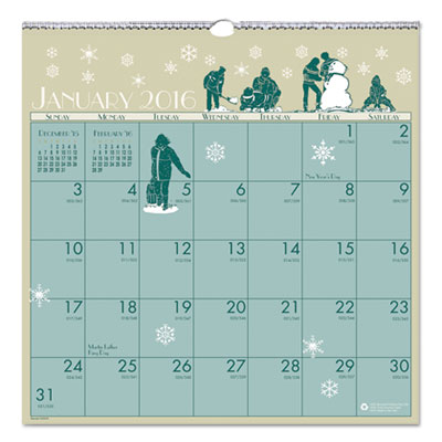 House of Doolittle™ Illustrated 100% Recycled Monthly Wall Calendar House of Doolittle™ Illustrated 100% Recycled Monthly Wall Calendar