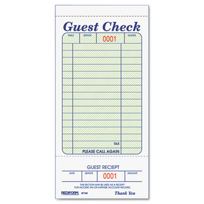 Rediform&reg; Guest Check Book