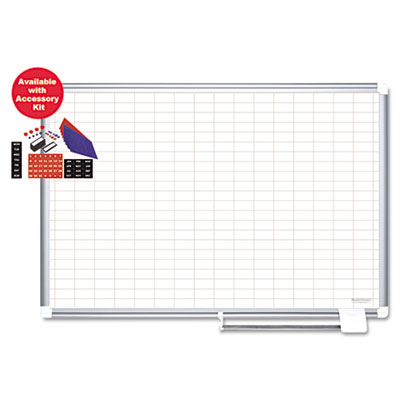 MasterVision&reg; Grid Platinum Plus Magnetic Porcelain Dry Erase Board