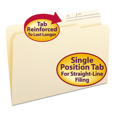 Smead&reg; Reinforced Guide Height File Folders